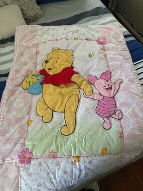 Disney Winnie the Pooh Pink and Yellow Baby Blanket